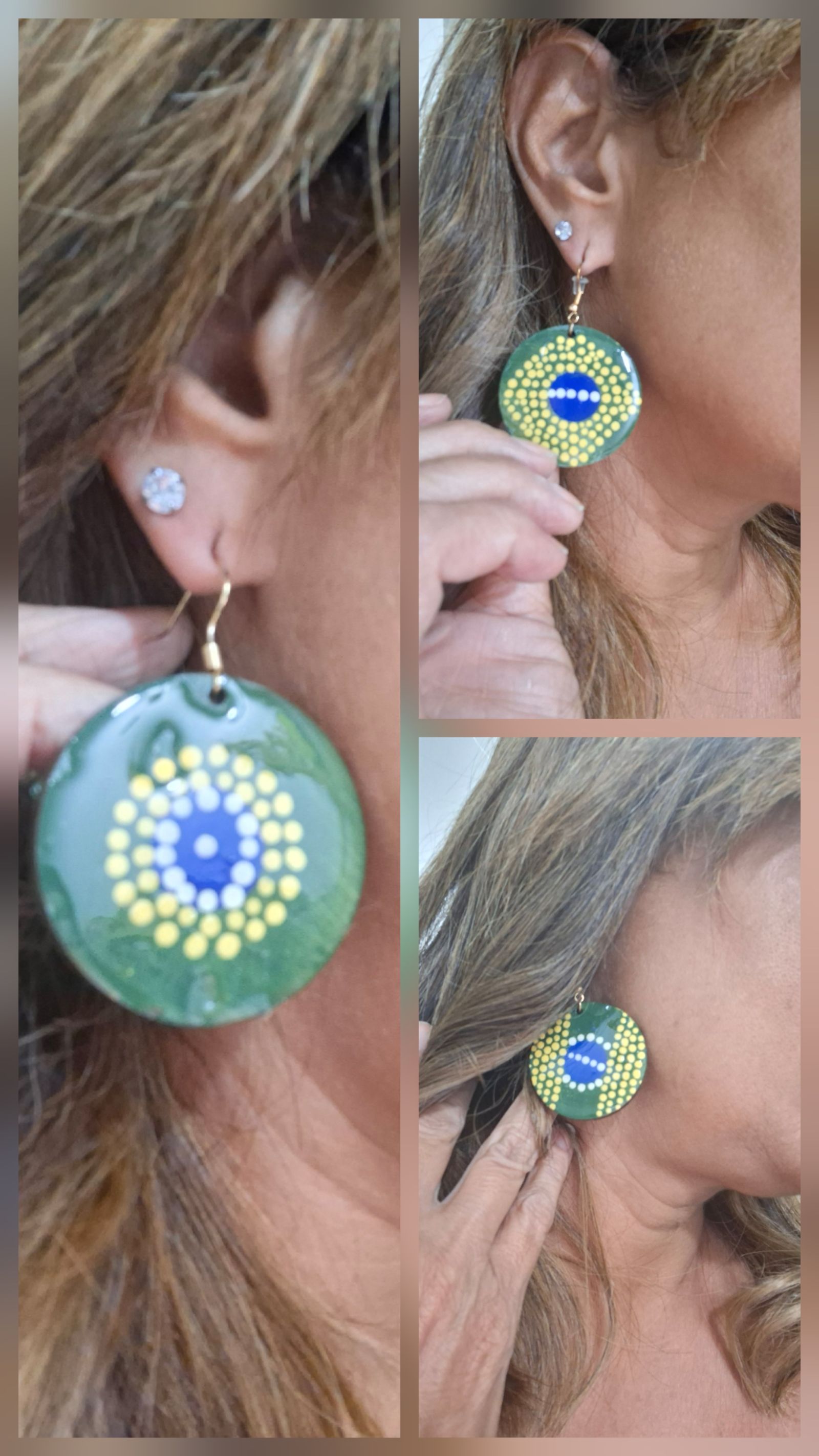 Novo peças em MDF e porcelana com pintura em pontilhismonúncio